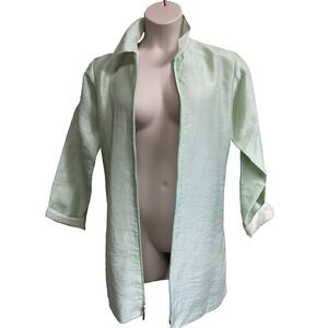 NWT~ CO & EDDY Lightweight Minty Seafoam Green Ivory Reversible Jacket‎ Shirt M